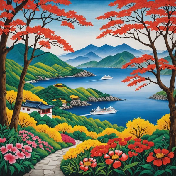 Quelle croisière propose des ateliers de peinture sur soie avec des artistes en Corée du Sud?